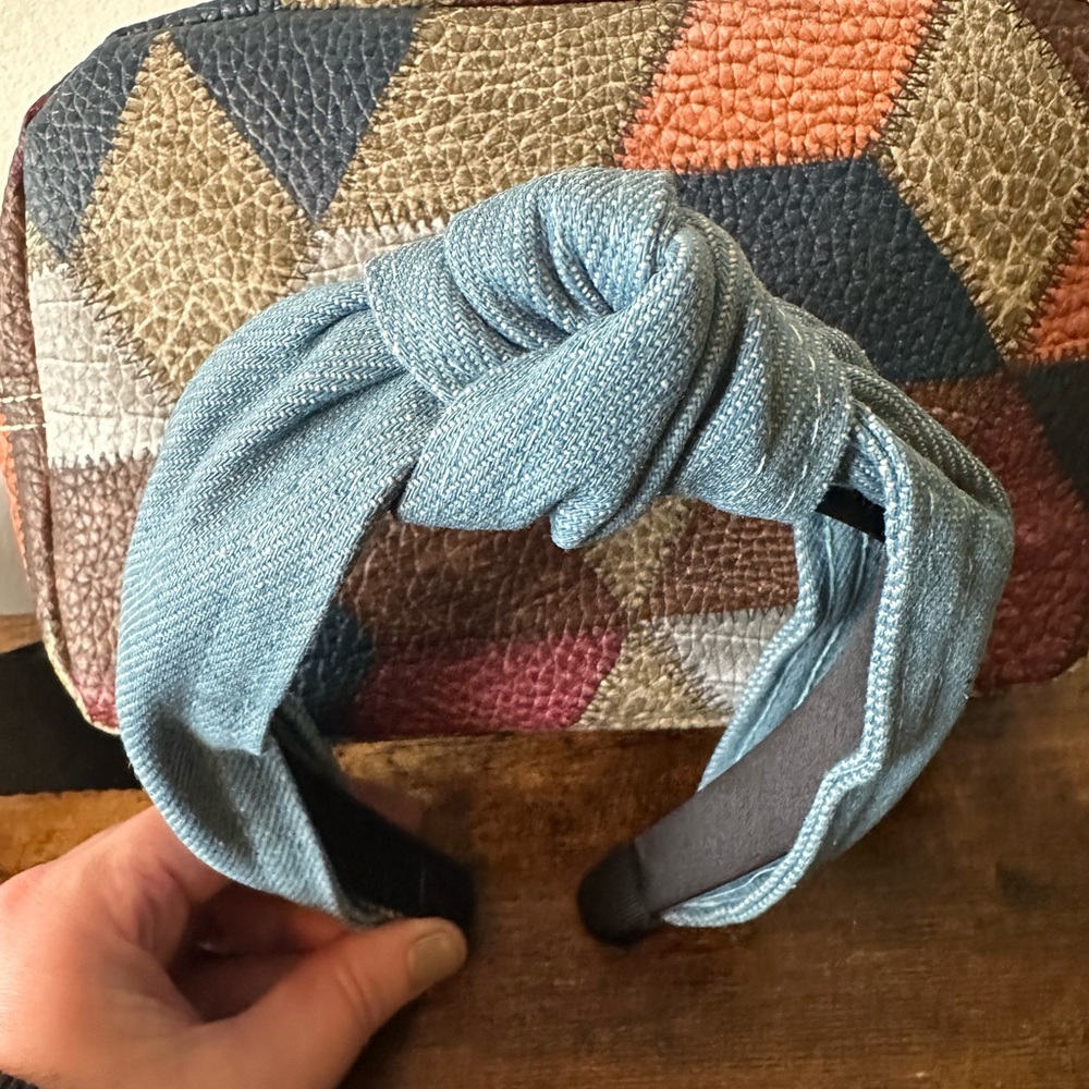 Bag Bundle Geometric Patterned Bag, Denim Headban… - image 5